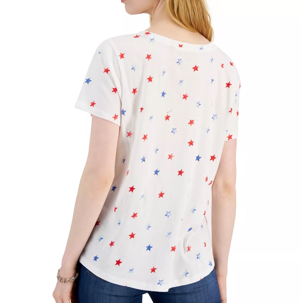 Style & Co. Nwot. Women’s cotton printed v-neck tshirt. Size PL - Picture 4 of 17